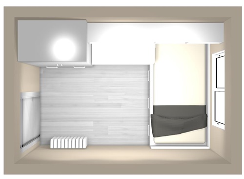 diseño habitación cuadrada cama debajo ventana 4