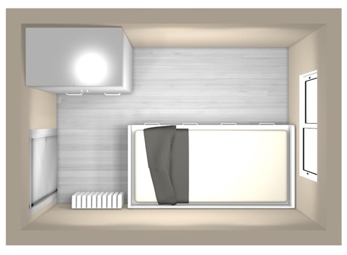 diseño habitación cuadrada cama mal ubicada con armario 2