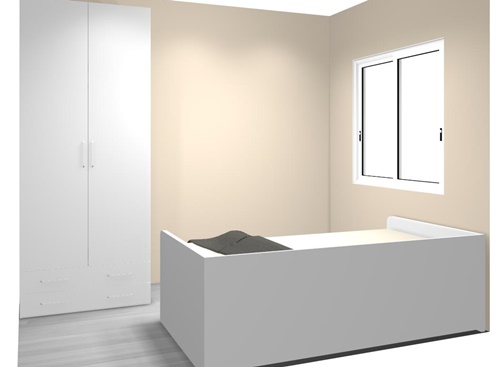 diseño habitación cuadrada cama mal ubicada con armario 3