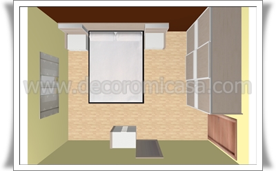 Ejemplo 3D amueblar dormitorio cuadrado con armario puertas correderas 1
