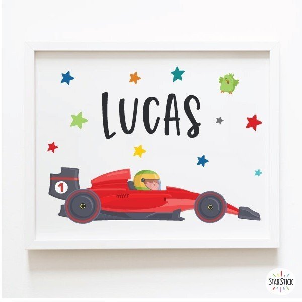 coche formula 1 cuadro personalizable decoracion infantil