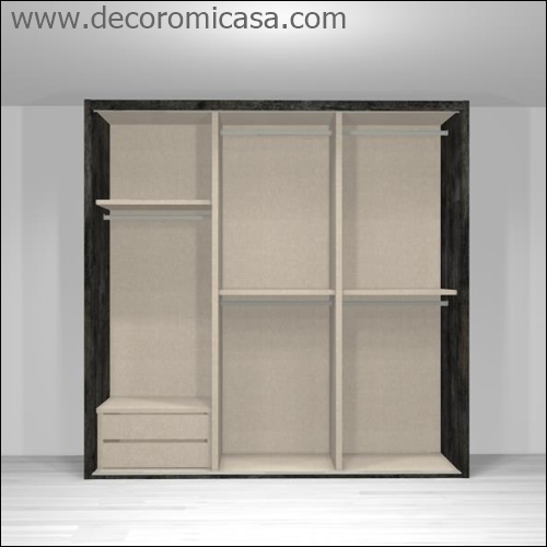 Este es tu armario ideal de entre 180 a 250 cms con 3 puertas para sólo colgar ropa con cajones