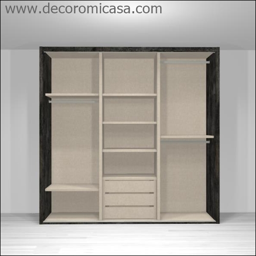 Este es tu armario ideal de entre 120 a 180 cms para colgar y doblar con cajones