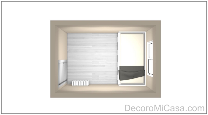 Habitación rectangular cama correcto 2