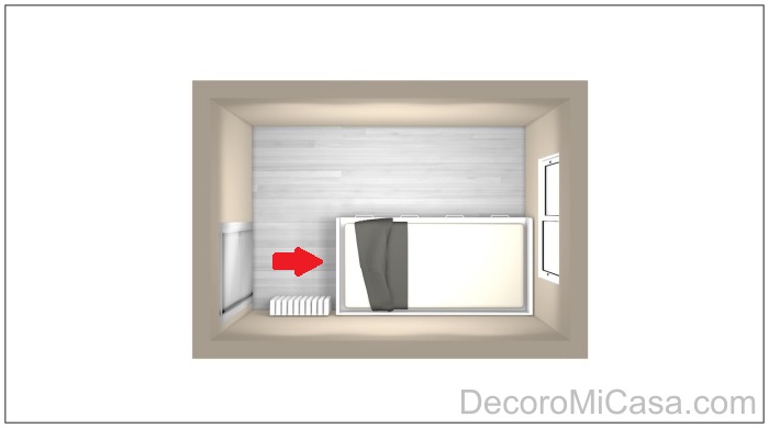 Colocación cama errónea en habitación rectangular